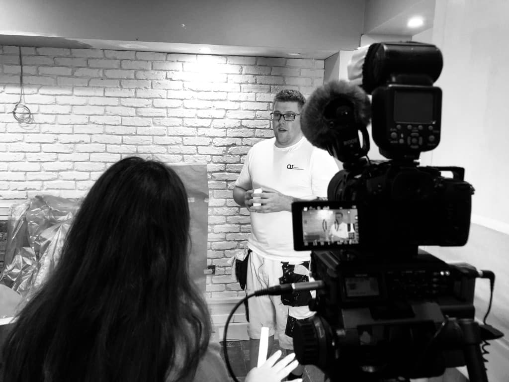 On set — interview documentary shoot